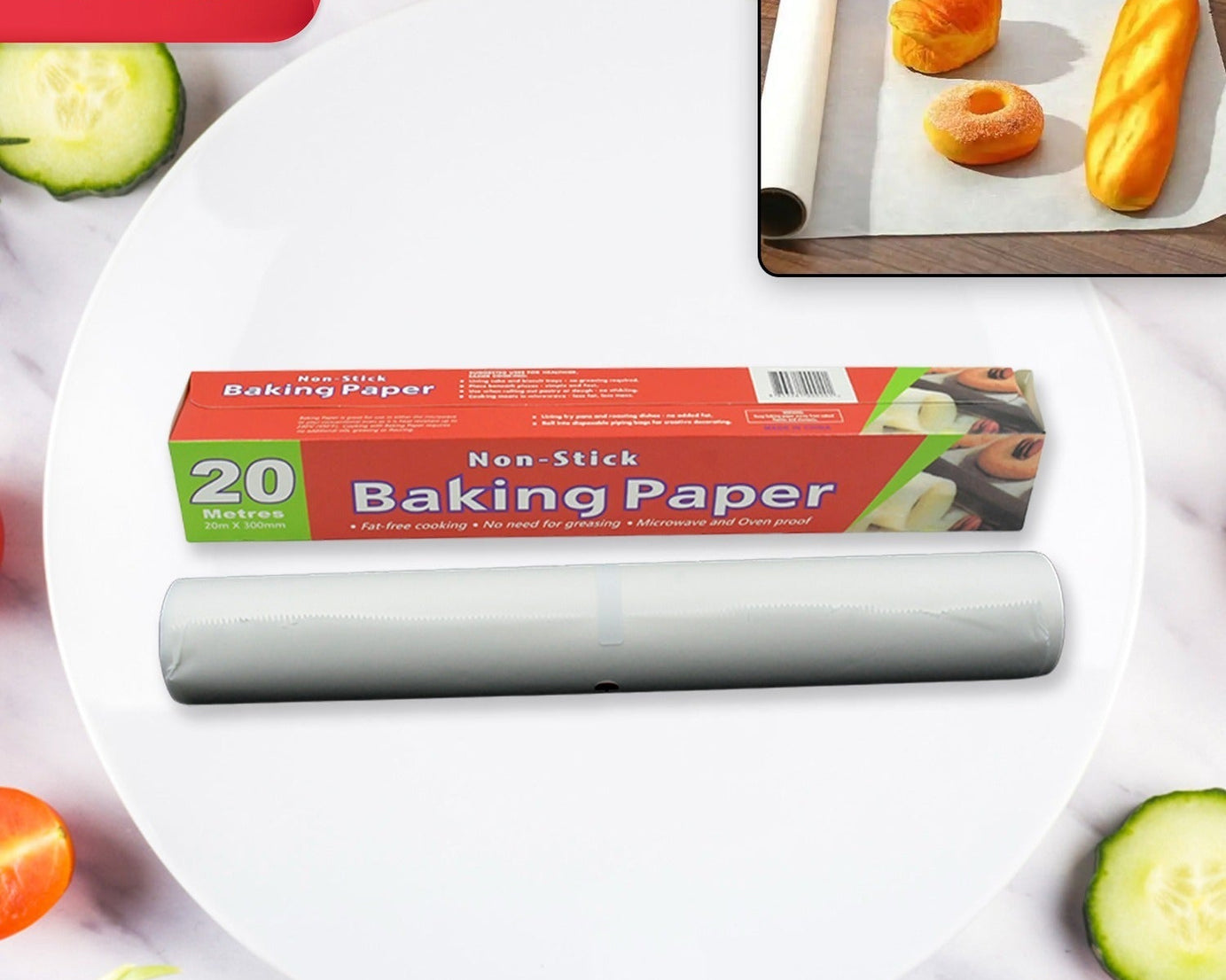 Non Stick Microwave & Oven Proof Parchment Paper/ Baking Paper/ Food Wraping Paper, Easy to Tear, Easy to Clean, for Grilling, Cooking, deep Fryer, White