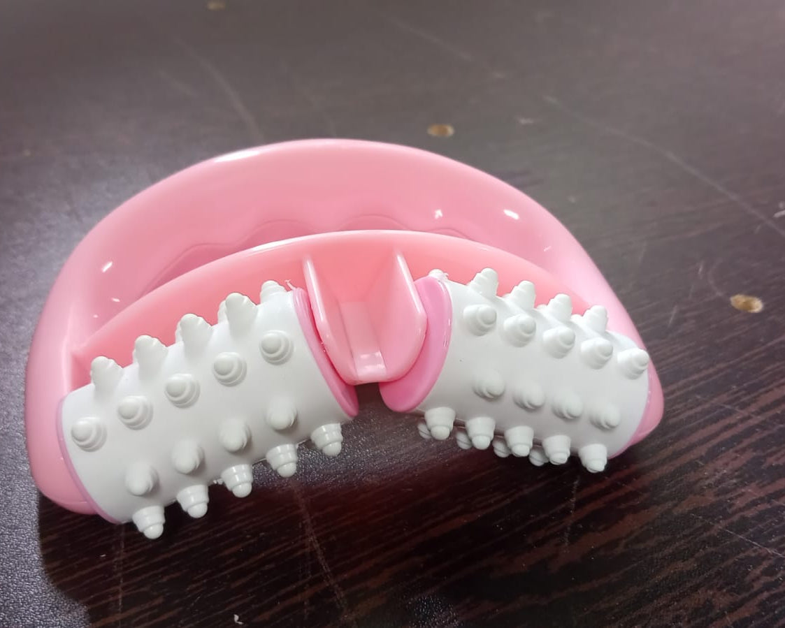 Manual Round Handle Plastic 2 Rollers Massage Roller Cellulite Roller for Legs, Arms, Back, Muscle Pain Relief and Muscle Relaxation