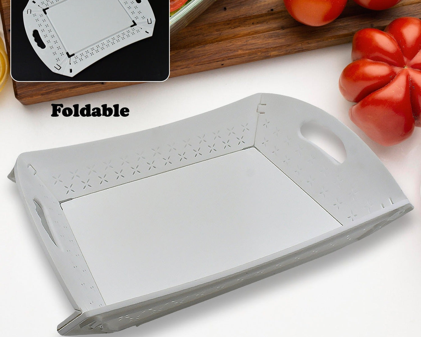 Foldable Serving Tray Plastic Serving Tray With Handle Serving Tray For Food, Kitchen, Outdoors, Restaurants (1 Pc)