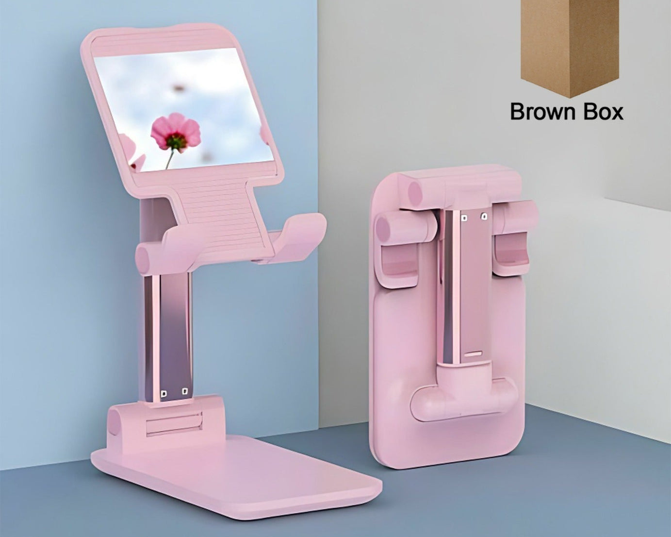 DESKTOP CELL PHONE STAND PHONE HOLDER WITH MIRROR FULL 3-WAY ADJUSTABLE PHONE STAND FOR DESK HEIGHT + ANGLES PERFECT AS DESK ORGANIZERS AND ACCESSORIES