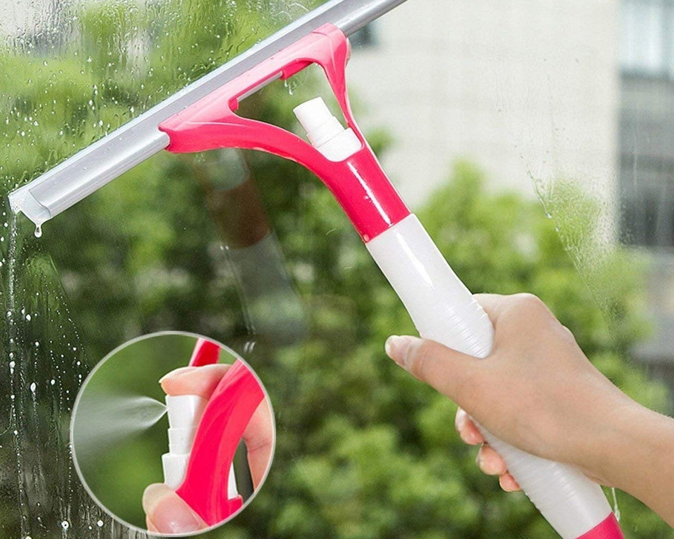 0620 Home Practical Washing brush Magic Spray type cleaning brush with Spray Bottle, glass wiper window clean shave glass sponge car window cleaning (1 Pc)