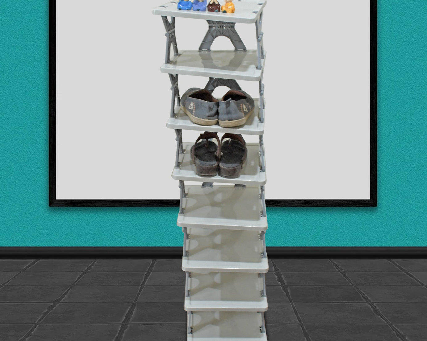 Foldable Shoe Rack (1 Pc, 8 Layers): Space-Saving, Entryway Storage