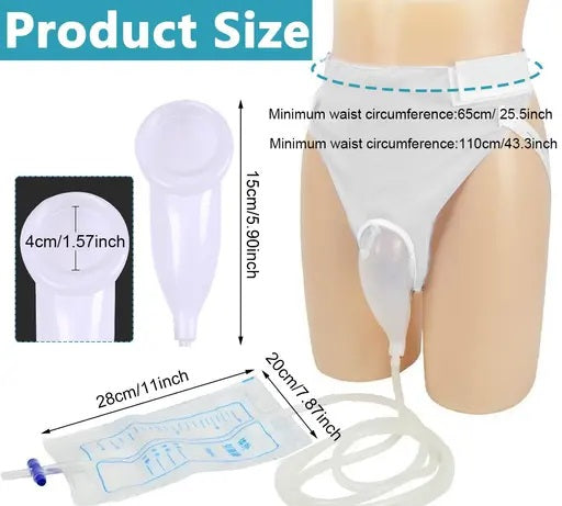 Portable Male Urine Collection Bag - Reusable Silicone Wearable Urine Bag for Men - Leak-Proof and Comfortable