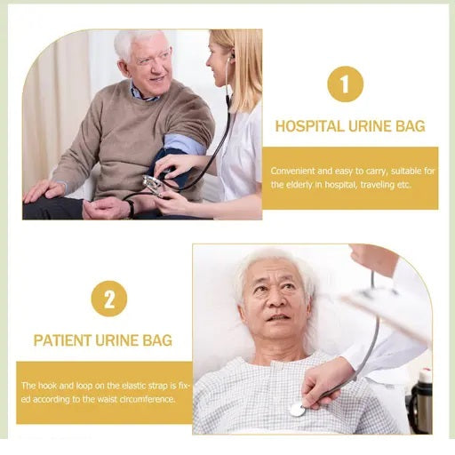 Urinal for Men - Reusable Silicone Urine Collection Bag - Portable Wearable Male Urinary Drainage Bag System for Adults (White, 1000ml Capacity)