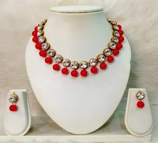Trendy Alloy & Kundan Beads Necklace Set