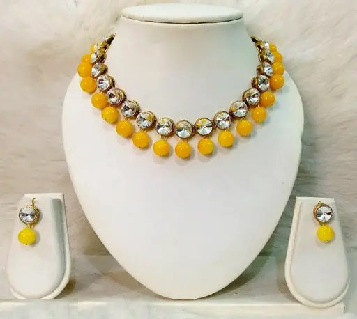Trendy Alloy & Kundan Beads Necklace Set