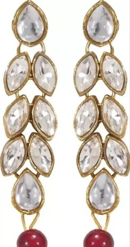 Elegant Gold Plated Necklace and Earrings Set with Cubic Zirconia and American Diamonds