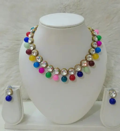Trendy Alloy & Kundan Beads Necklace Set
