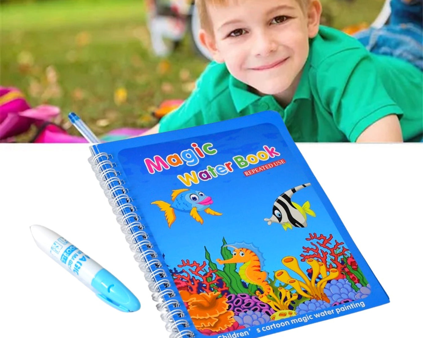 Water doodle book with magic pen