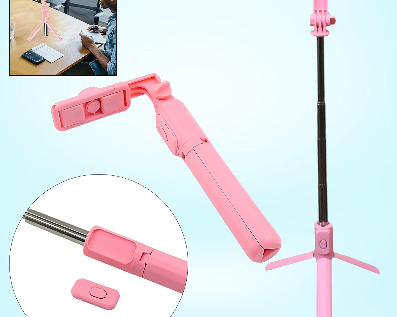 Portable Foldable Selfie Stick with Remote Control, 3-Axis Tripod Hand Stabilizer for Smartphones, TikTok Vlog YouTuber Video Recording (1 Pc)