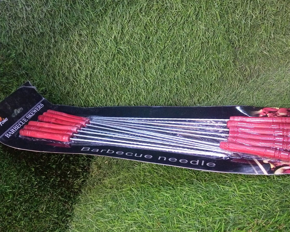 Sturdy skewers set for grilling and barbecue.