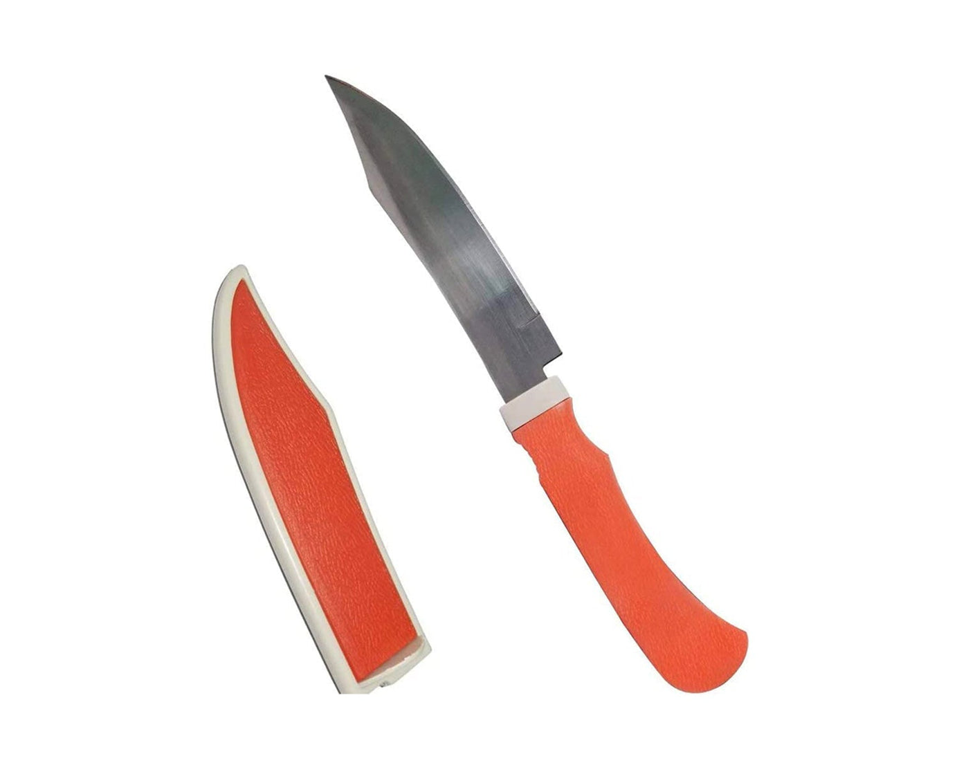 Kitchen knife with cover and ergonomic handle.