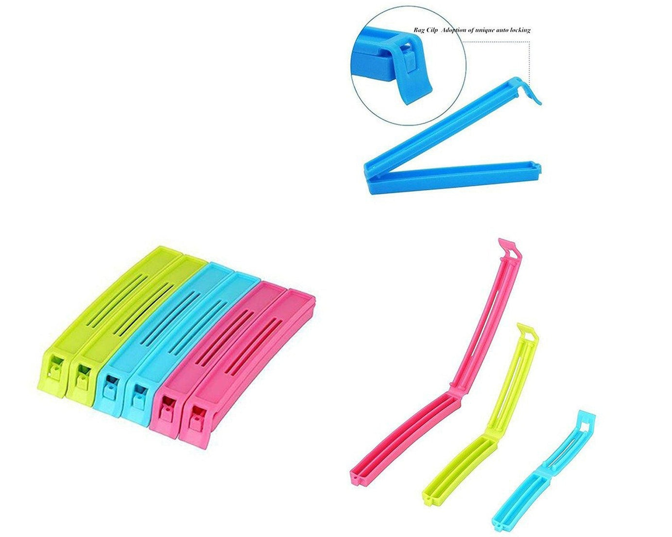 0105 Plastic Snack Bag Clip Sealer Set (18 Pcs, Multicolour)