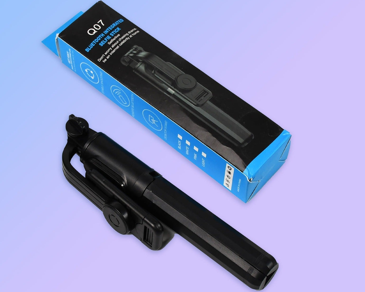 Compact Bluetooth selfie stick with phone holder and tripod