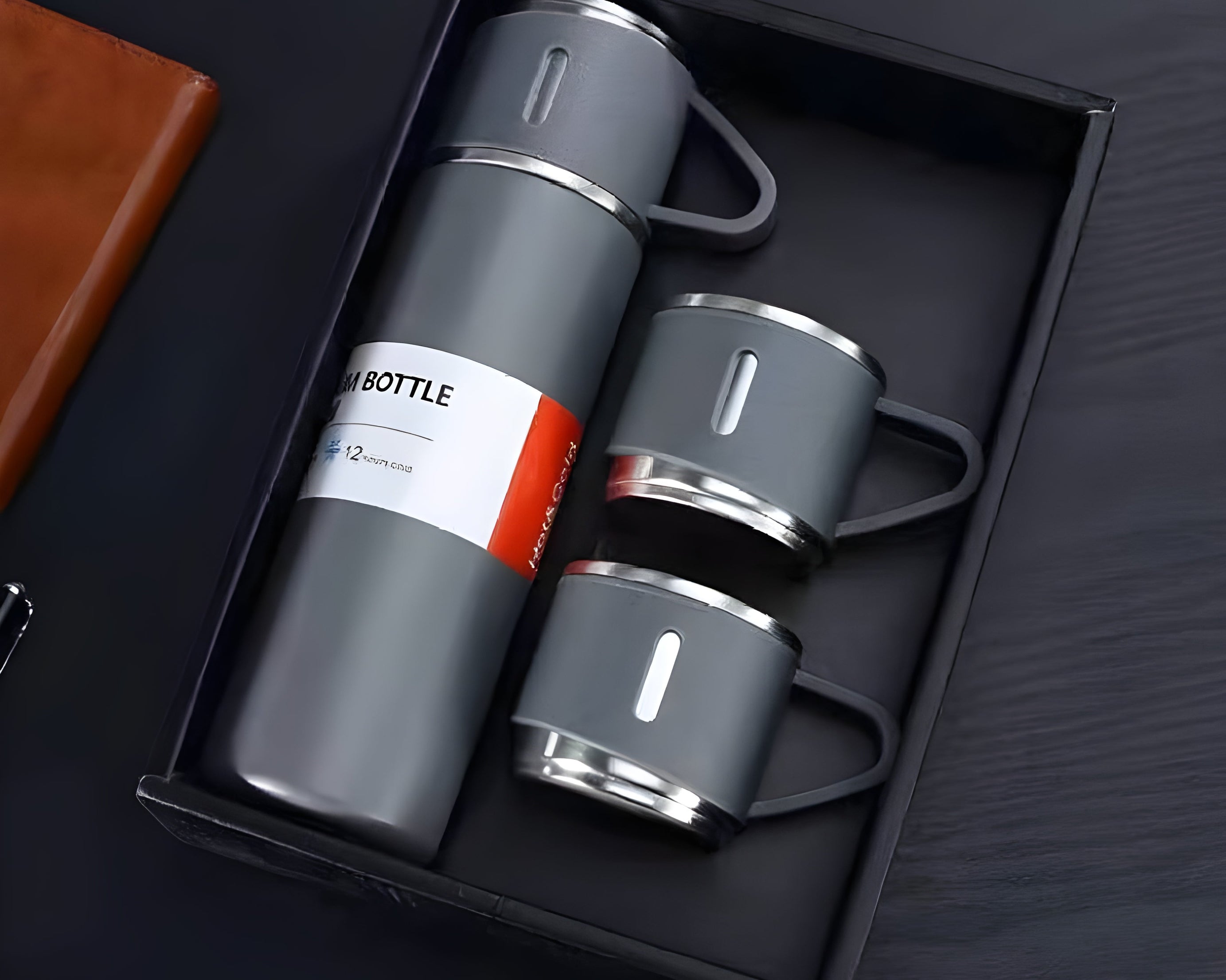 Customized/Personalized Stainless Steel Water Bottle Vacuum Flask Set With 3 Steel Cups Combo | Gifting Custom Name Water Bottle | Gifts for boyfriend/Girlfriend/Employee | 500ML |