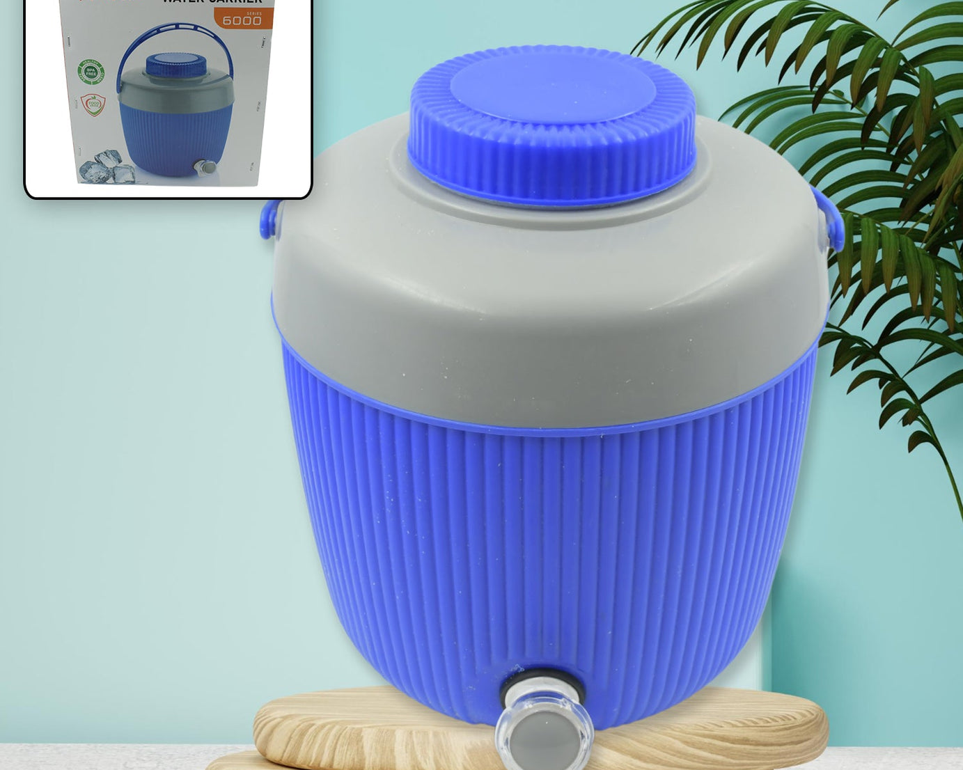 Insulated Water Jug, Insulated Plastic Water Jug with a Sturdy Handle, Water Jug Camper with Tap Plastic Insulated Water Storage Cool Water Storage for Home & Travelling (6000 ML)