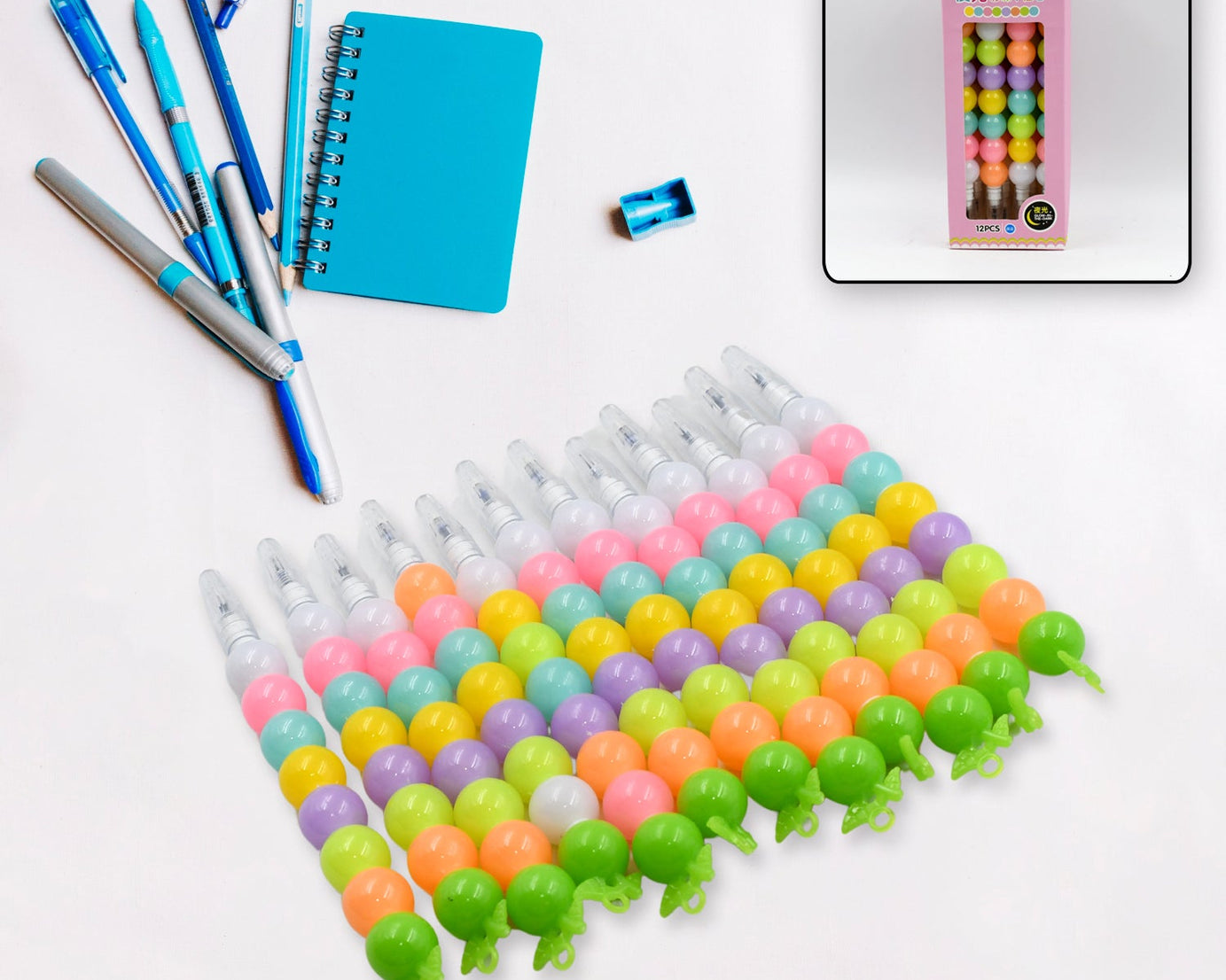 Stylish Pearls Pen Plastic Moti Non-Sharpening Design Pen Multicolor Pearls Moti Gel Pen, Fancy Designer Attractive Gel Pen for Kids Pack of (12 Pc Set )