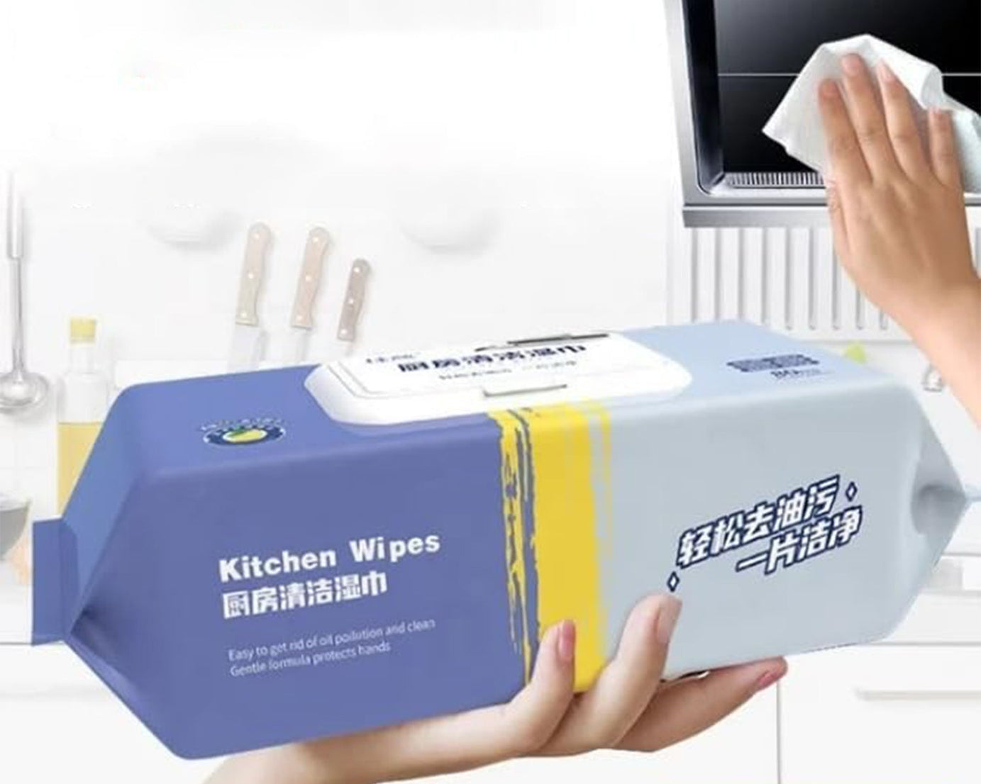 Kitchen Cleaning Wipes | Strong Decontamination Kitchen Wipes | Disposable Kitchen Wet Wipes Household Cloth Towel For Removing Grease Stains And Cleaning Glass (Pack of 80 Pcs)