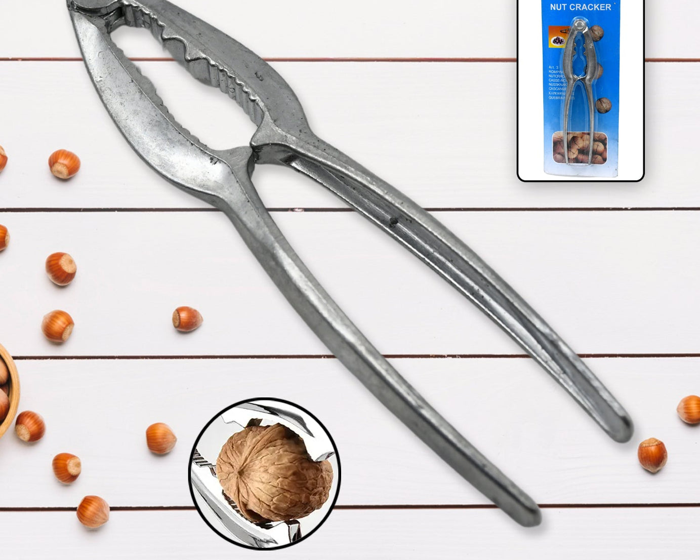 SMALL WALNUT CRACKER, LUXURY DIE CAST STAINLESS ALLOY NUT CUTTER WALNUT CLAMP PLIER PORTABLE SMART WALNUT AKHROT HOUSEHOLD OPEN CORE PLIERS FOR ALL NUTS