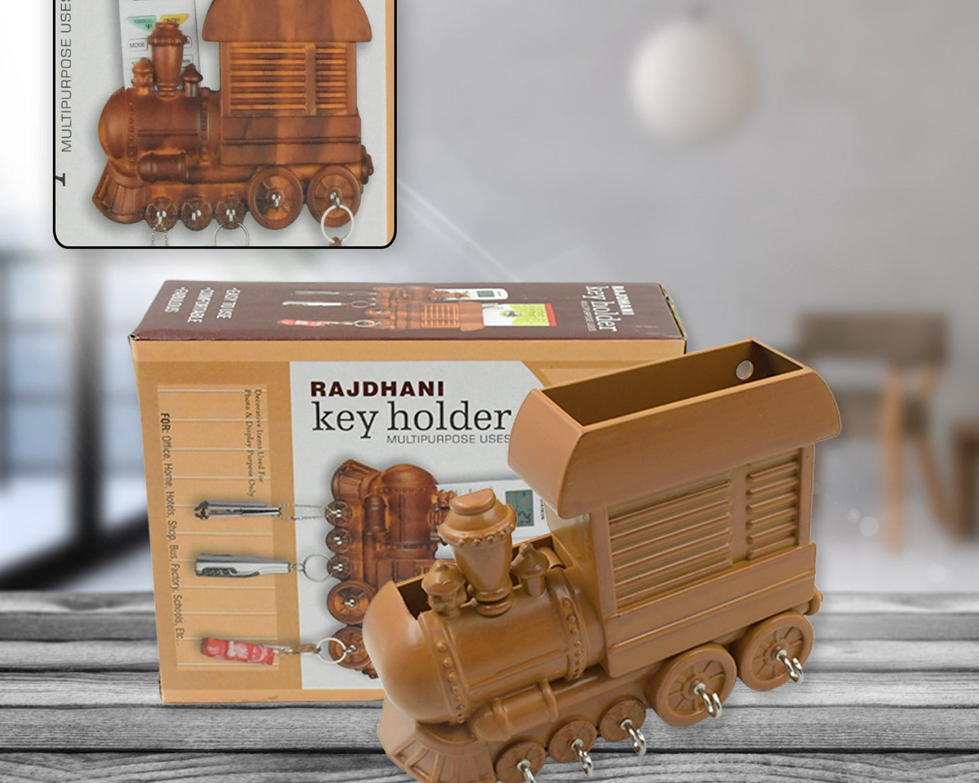 Train Key Holder (Plastic): Wall Mount, Decorative (1 Pc)