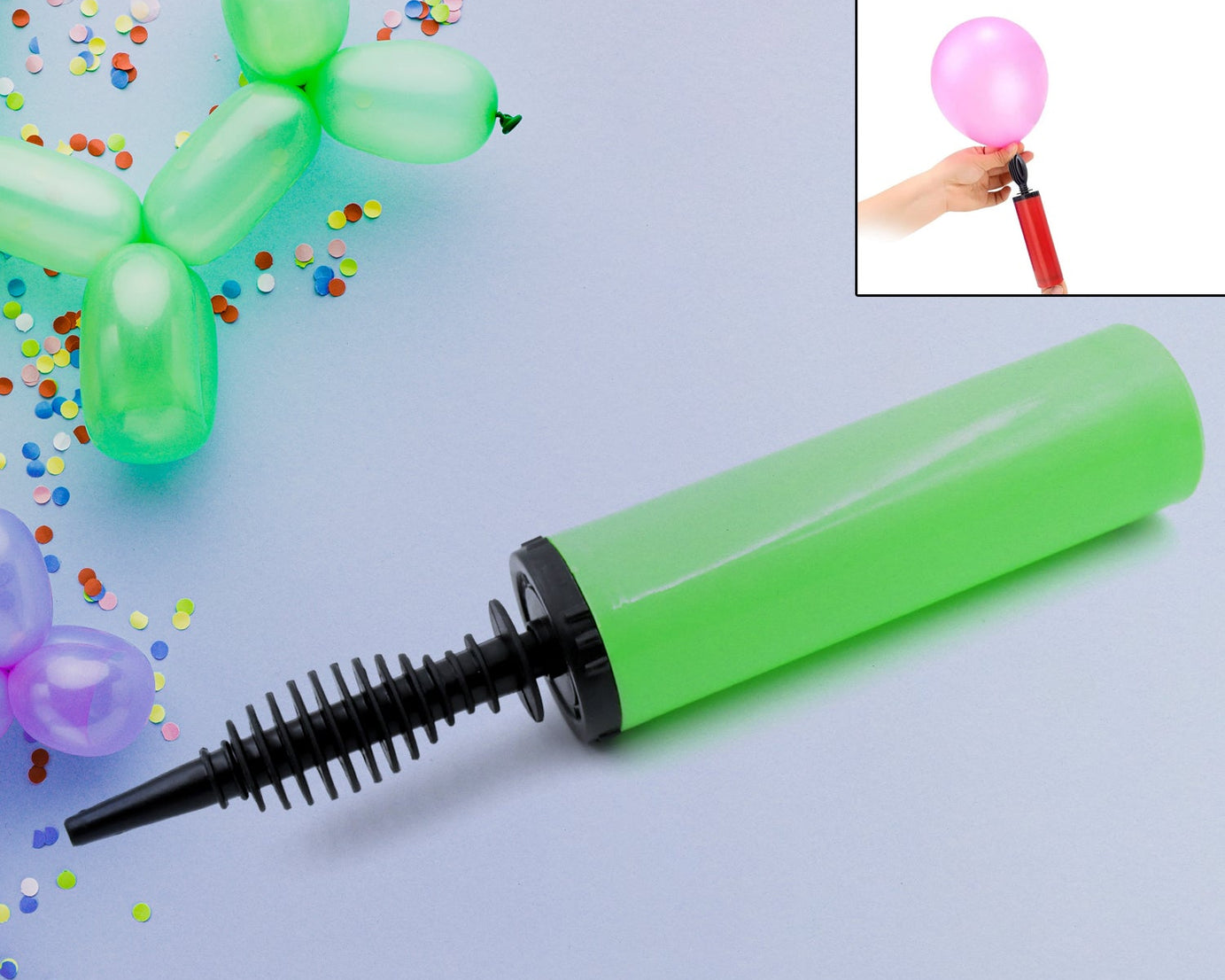 Air balloon pump for foil balloons and inflatables.