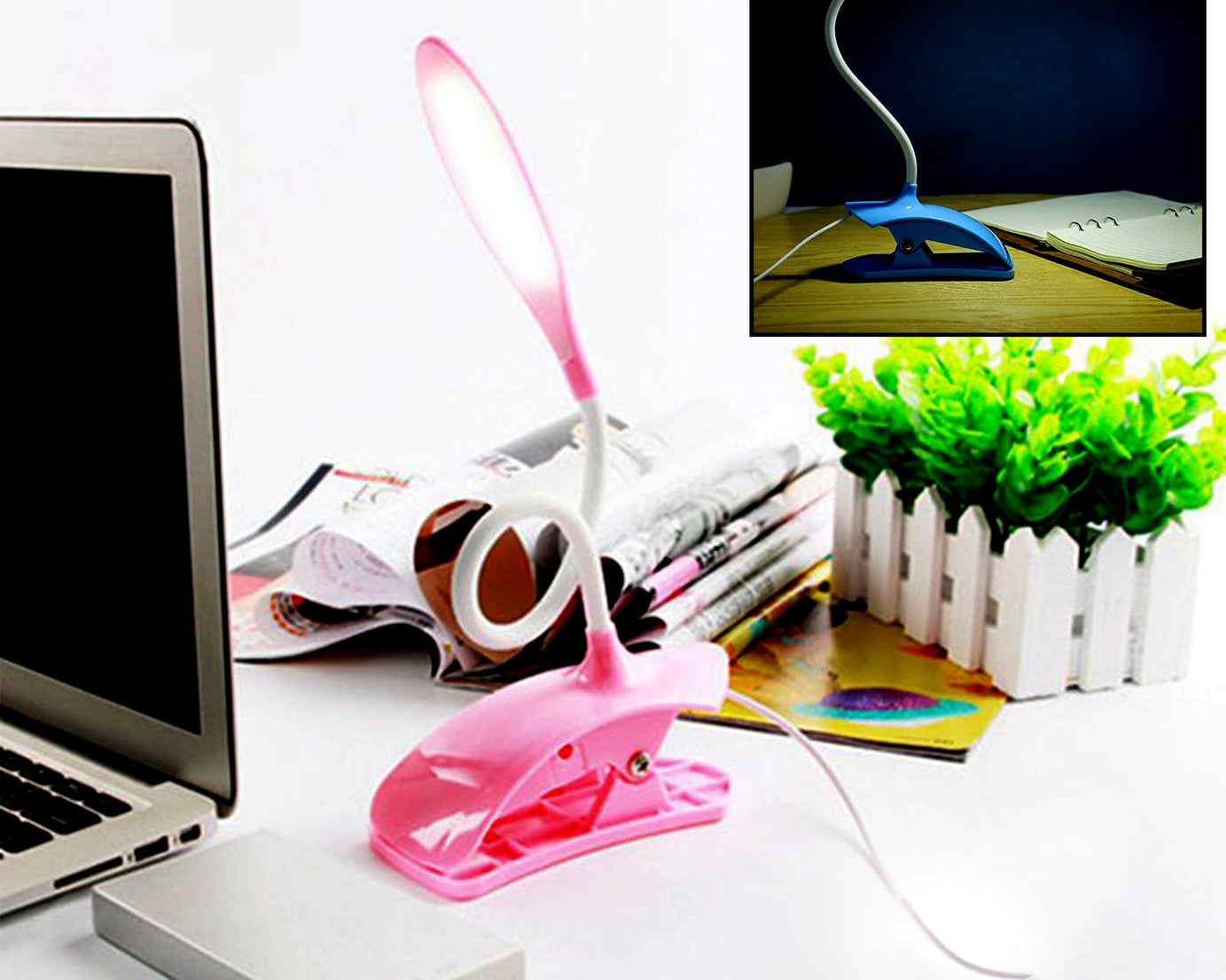 0271 Desk Lamp Adjustable Gooseneck USB Rechargeable 3 modes of Lighting, Reading Lamp for Dorm White, Study Desk lamp Suitable for Girls College Bedroom Reading