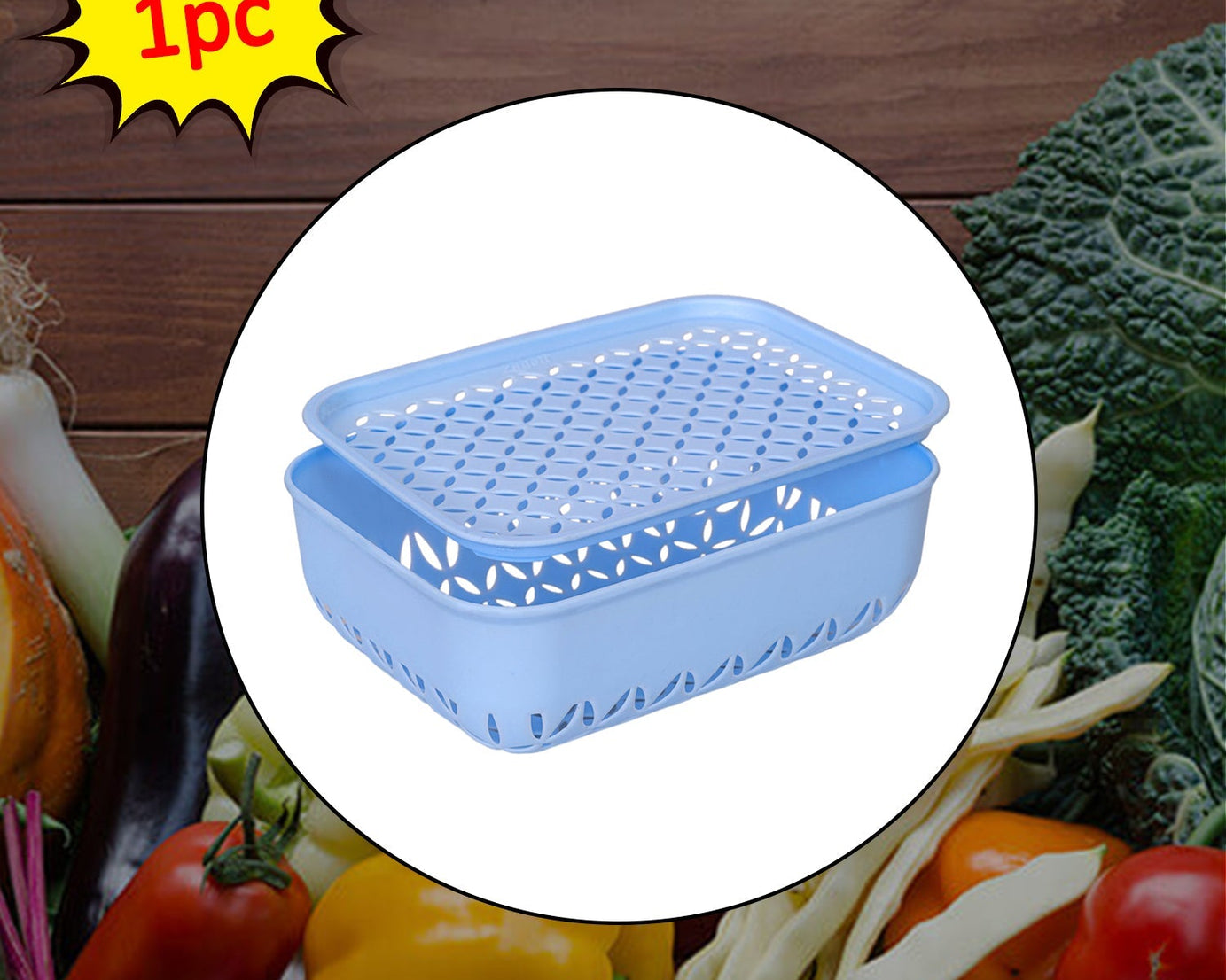 Household storage basket for vegetables and groceries.