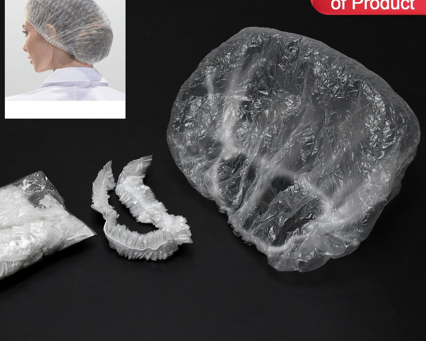 Waterproof plastic hair bath caps individually wrapped