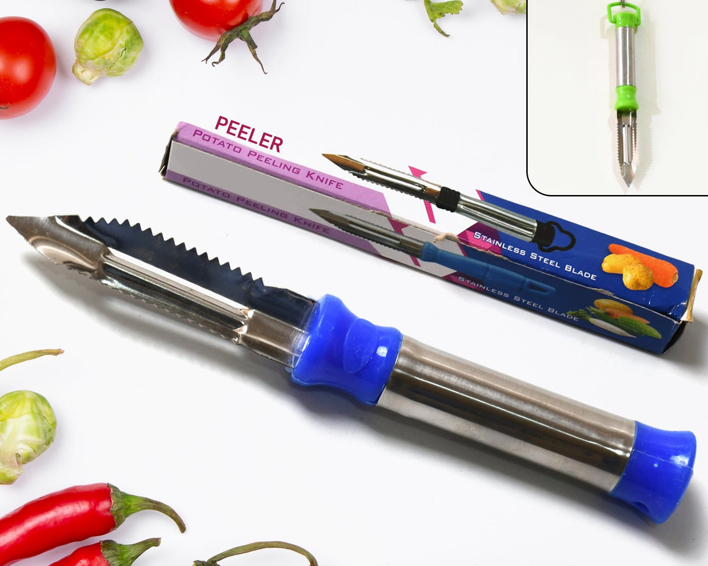 2in1 Multi-Purpose Stainless Steel Peeler With Hanging Ring For Vegetables, Potato Peeler, Carrot, grated, Suitable for Peeling and shredding Fruit and Vegetables Kitchen Accessories, Piller (1 pc) 