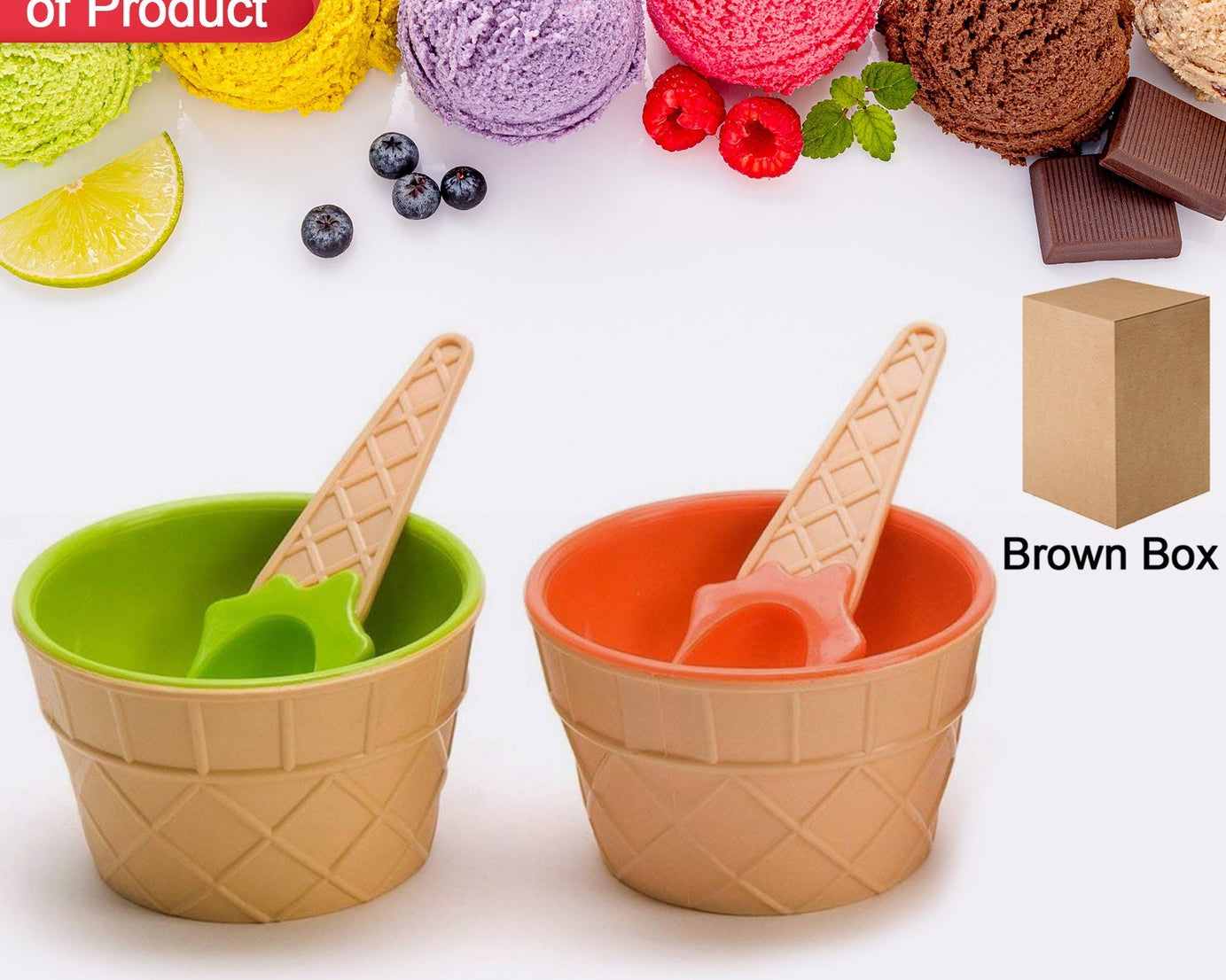 Ice cream bowl set with spoons