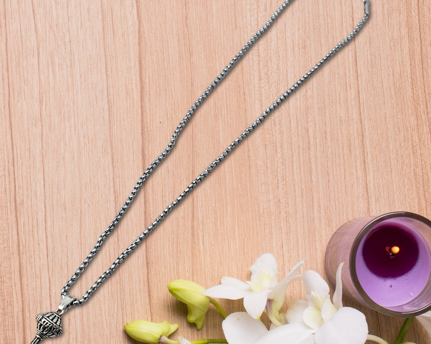 Silver Chain With Gada Pendant