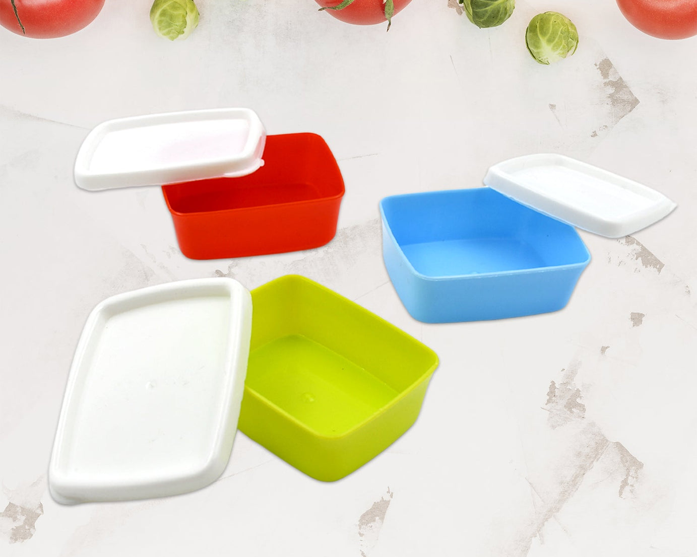 Plastic Airtight Containers Set, Small Plastic Container Set, Rectangular Plastic Food, Pickle, Fridge Containers Multicolor Kitchen Storage Container (3 Pcs Set)