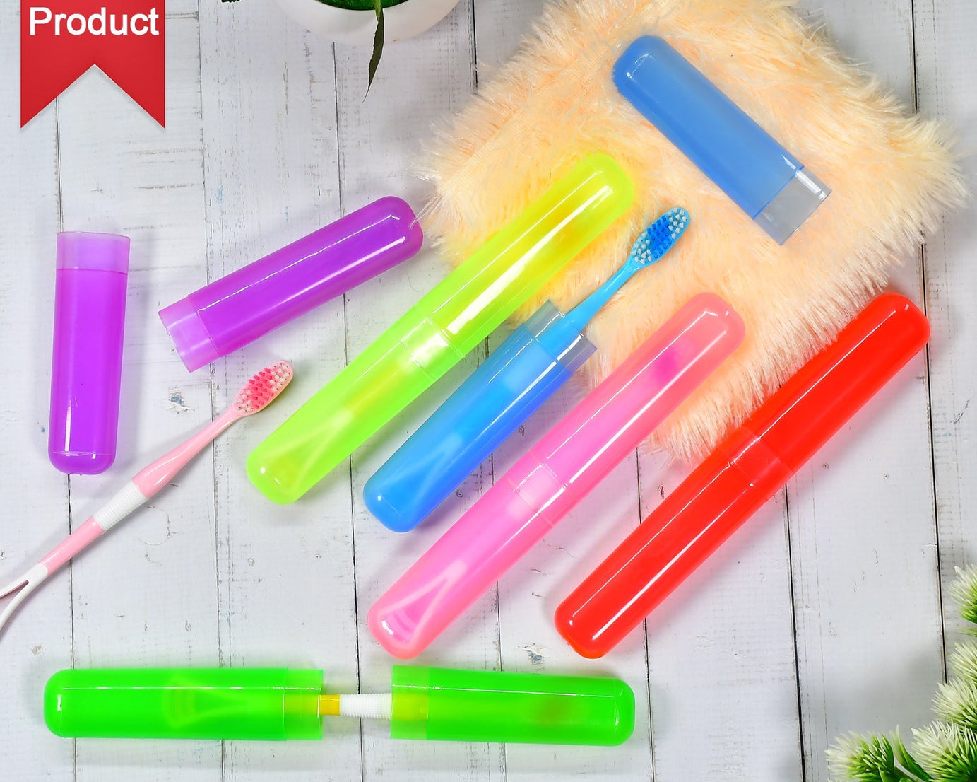 Travel-friendly toothbrush covers, 6-piece plastic set