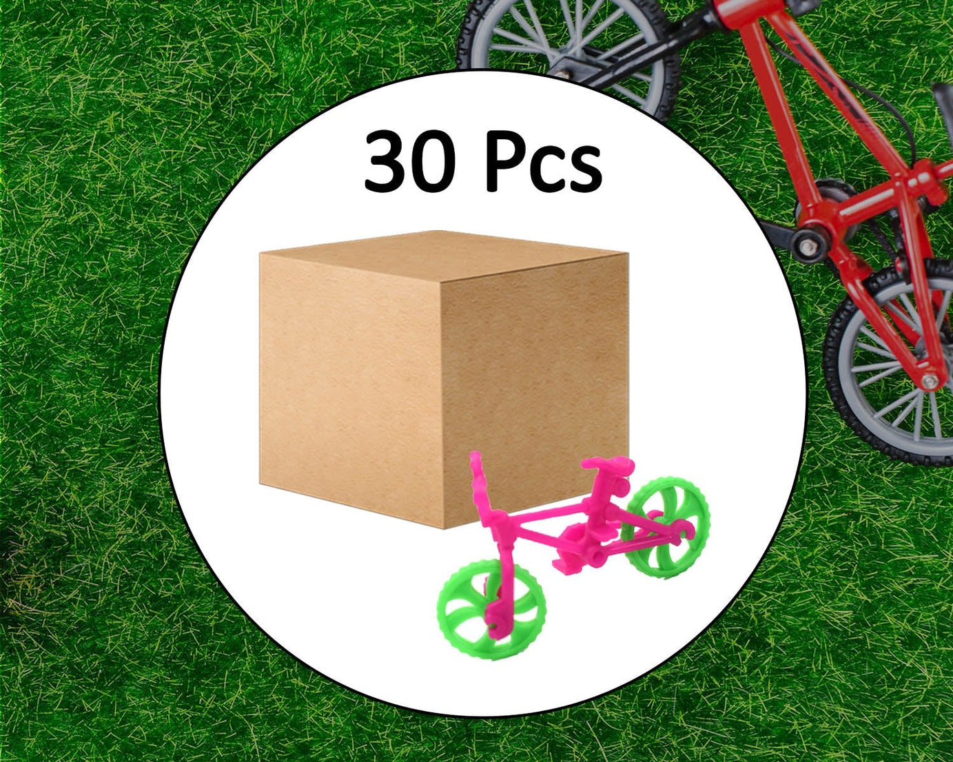Miniature toy bicycles for kids, pack of 30