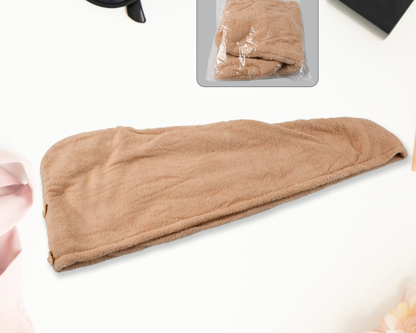 Microfiber Hair Wrap Towel Cap, Quick Turban Hair-Drying Absorbent Microfiber Towel / Dry Shower Caps (1 Pc)