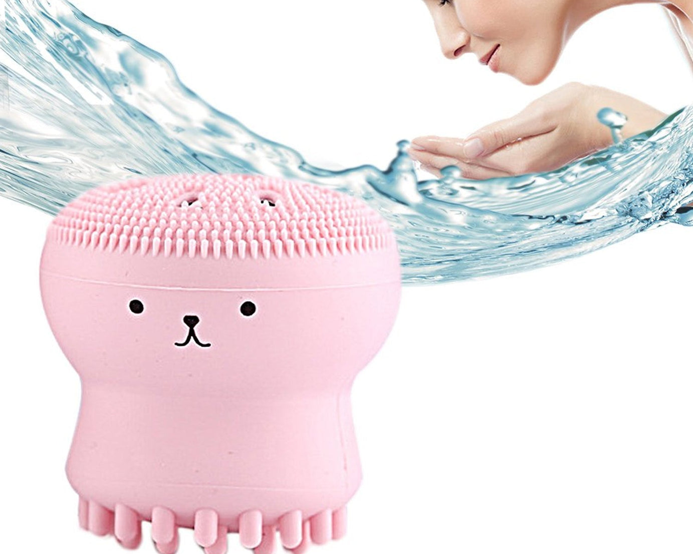 Facial Cleansing Brushes, Cute Octopus Shape Silicone Face Scrubber Massager Skincare Tool (1PC)