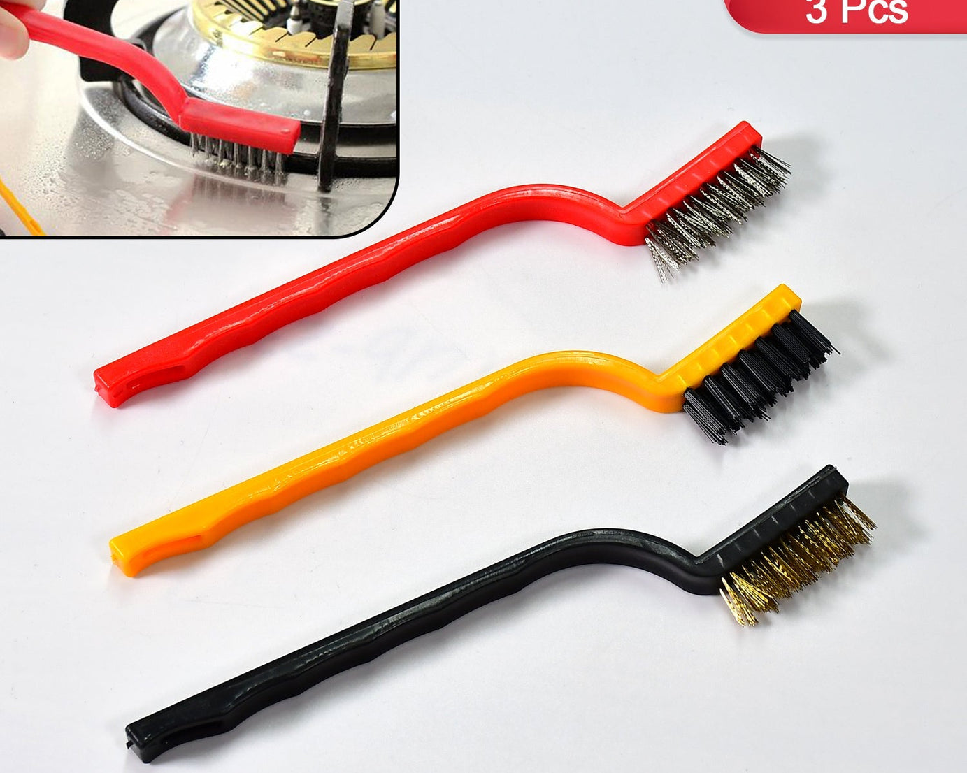 3-Piece Mini Wire Brush Set: Tackle Tough Cleaning Jobs (Multi-Material)