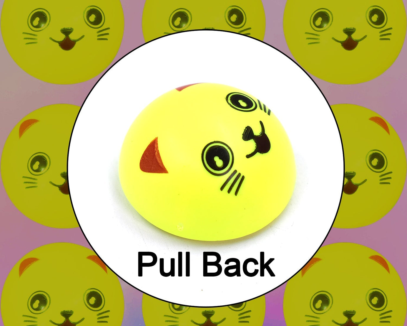 Smiley face pull back toy