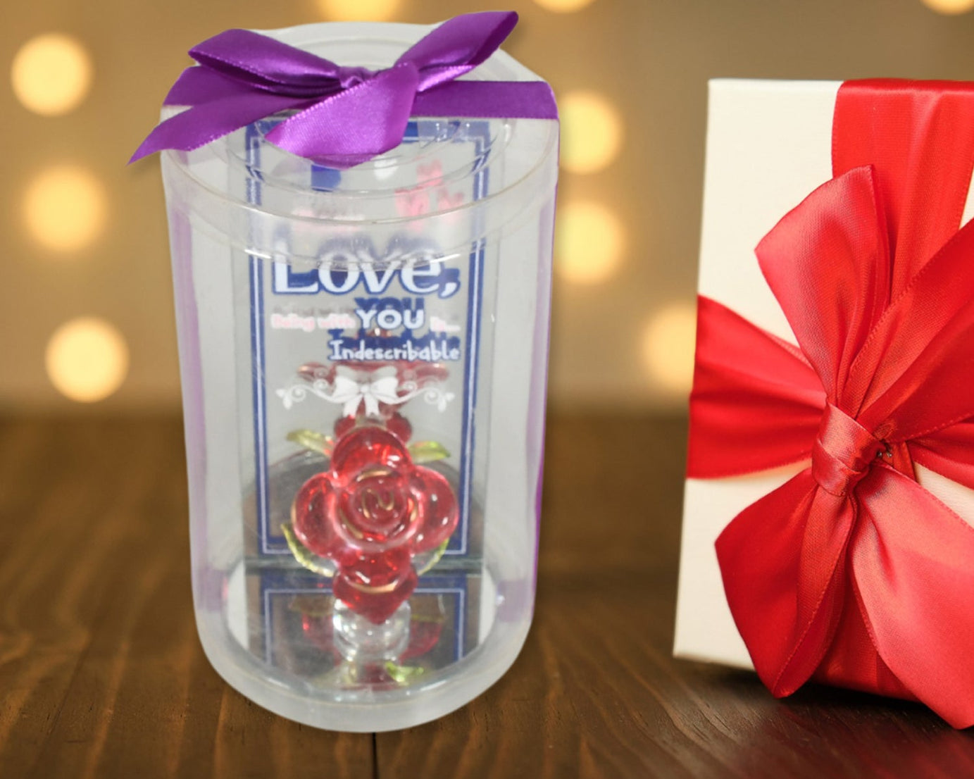 Lovely Rose Gift Showpiece, Love showpiece Valentine's Day Gift, Cute Anniversary, Wedding, Birthday, Boyfriend, Husband Romantic Unique Gift Set, Home Decoration Gift Set (1 Pc)