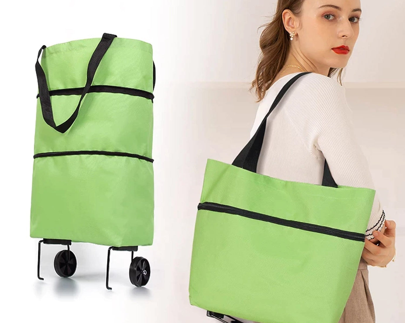 Travel trolley shopping bag, foldable cart bag for luggage.