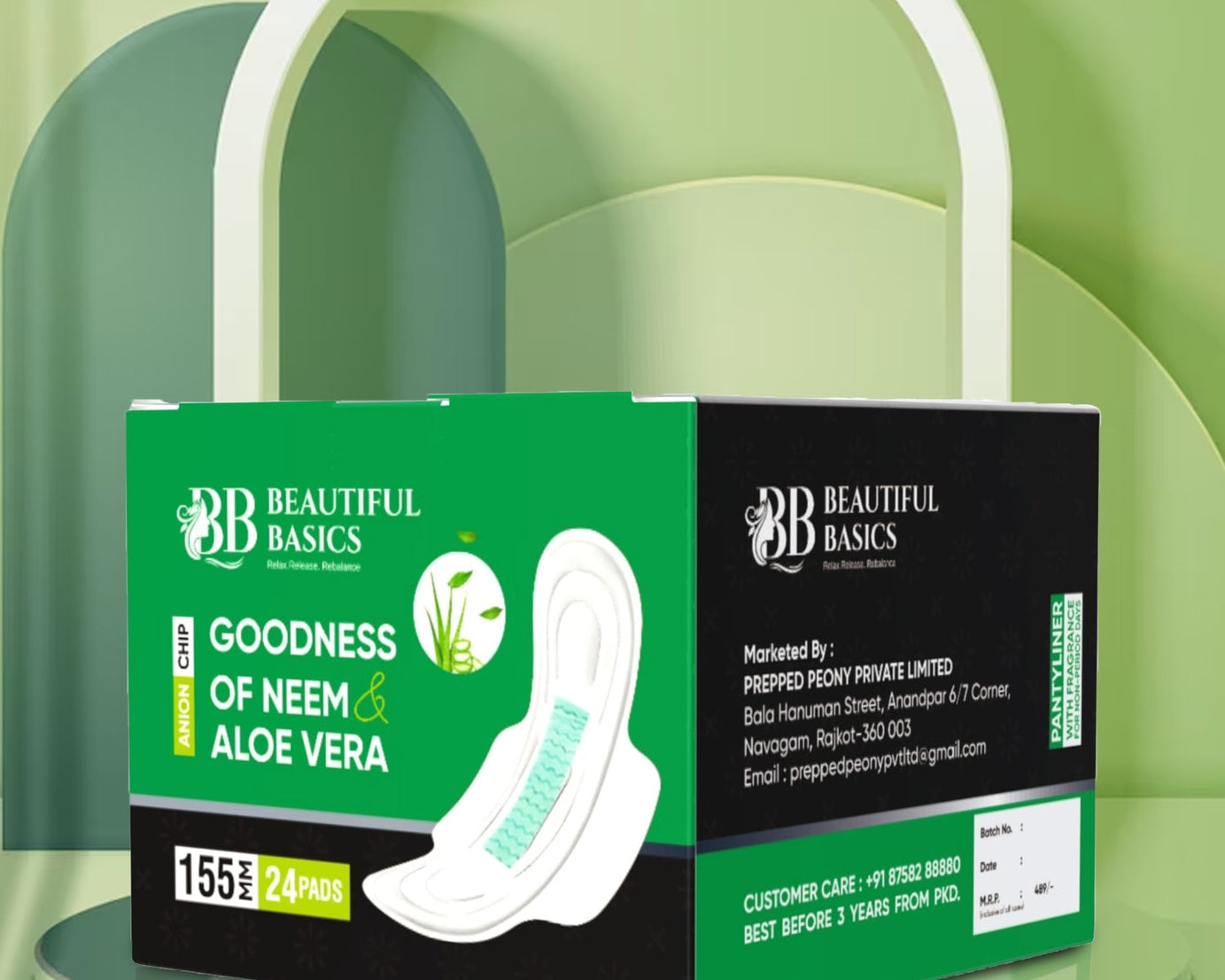 Sanitary Pads for Women With Goodness of Neem & Aloe Vera | Ultra Thin | Leakage Protection | PH Balance | With Antibacterial Anion Chip | (155 MM / 24 Pads)