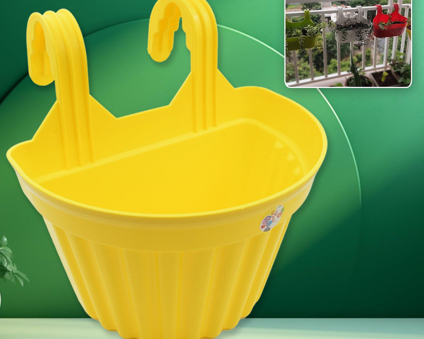 Multicolor Hanging Plastic Planters Orchid Relling , For Plantation, Planters for Balcony and Home Gardening, Indoor, Outdoor (1 Pc )