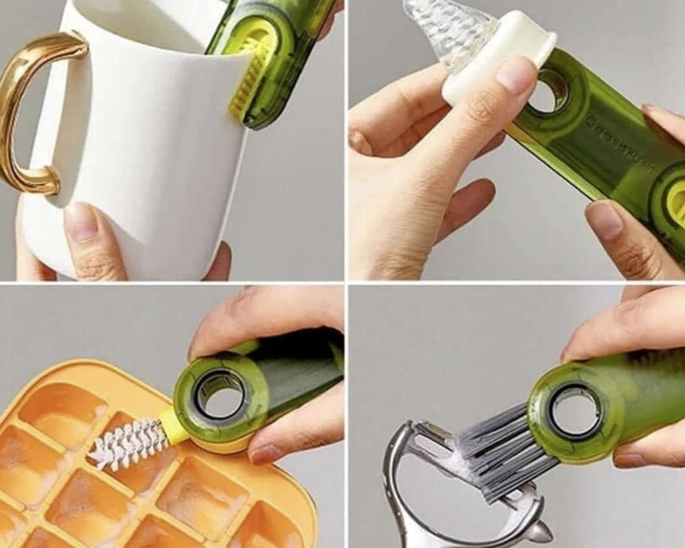 3in1 Multifunctional Cleaning Brush, Bottle Cleaning Brush, Cup Cleaner Brush, for Bottle Cup Cover Lid Home Kitchen Cleaning Tool (1 Pc / Mix Color)