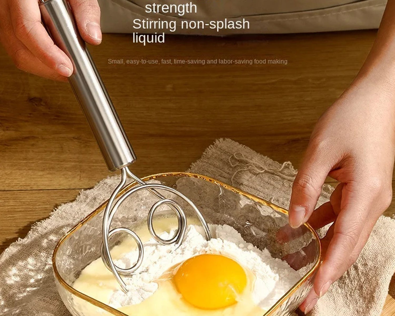 Dough Whisk, Premium Stainless Steel Dutch Whisk, Dough Hand Mixer Artisan Blender For Egg, Bread, Cake, Pastry, Pizza Dough - Perfect Baking Tools, Whisking, Tirring Kitchen Tools (1 Pc)