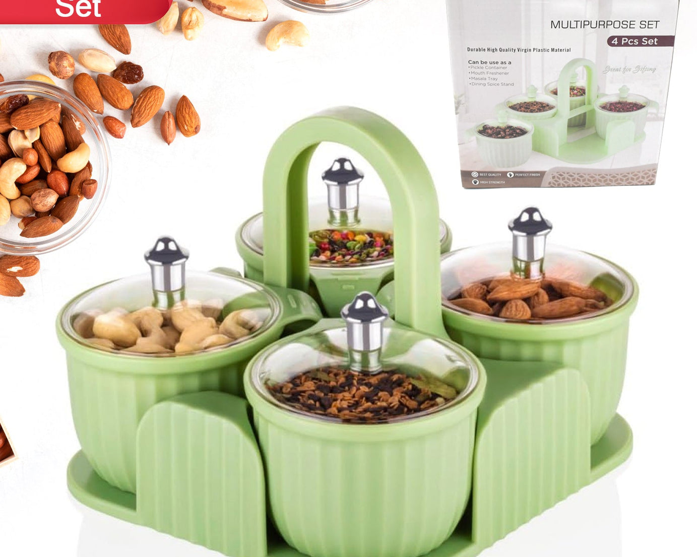 Multipurpose Plastic Storage Container Set: Kitchen Jars, Spices, Cookies