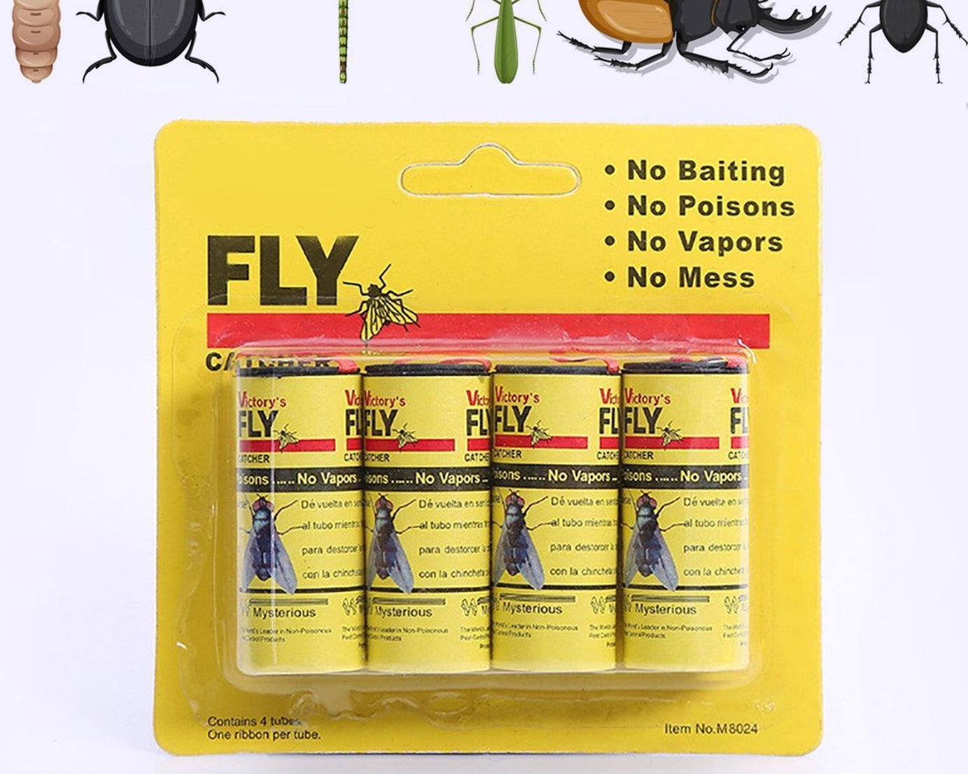 Adhesive strips for flies and mosquitoes
