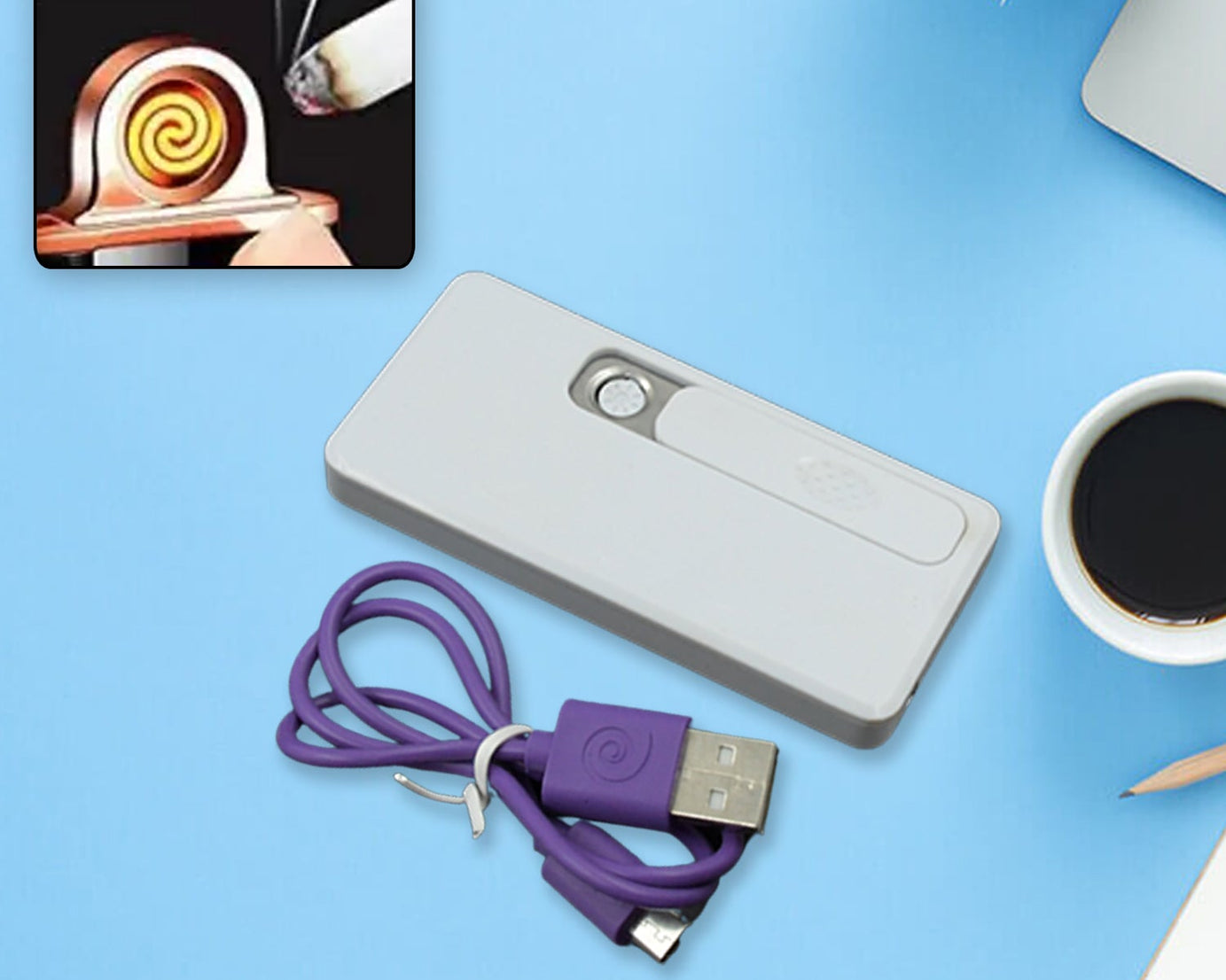 Stylish Electric USB Lighter for Men & Women (Rechargeable, Windproof)