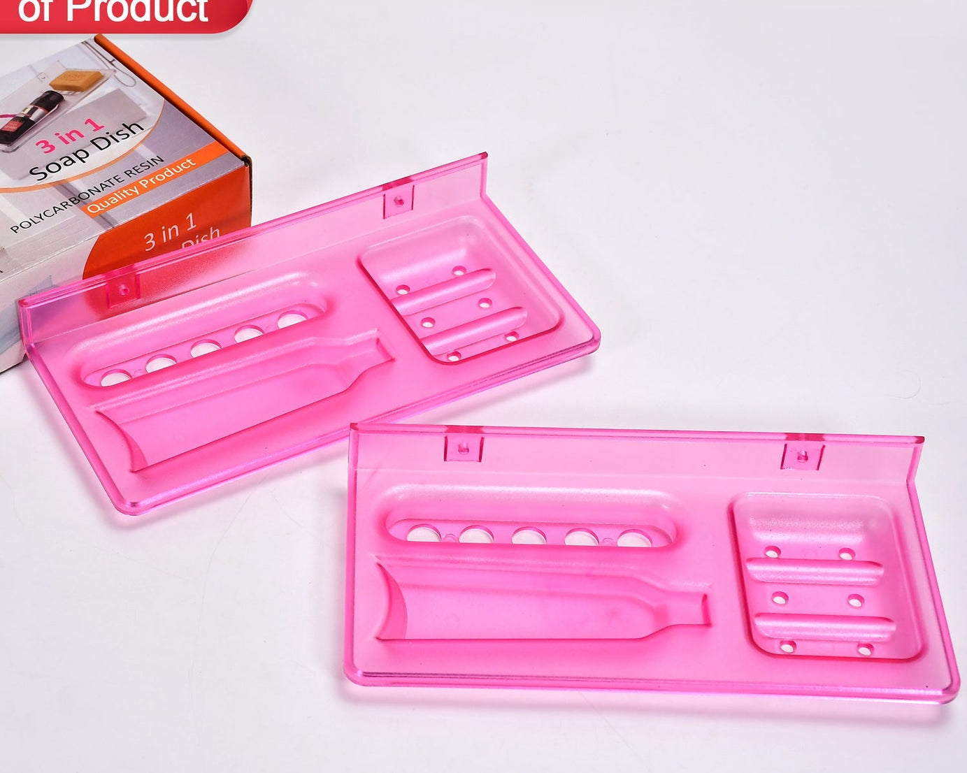 Glass soap dish set, 3-in-1 design for bathroom