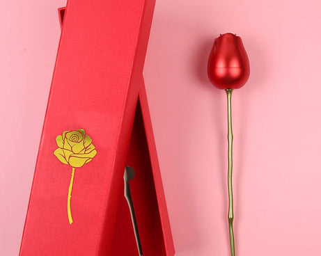 Plastic Red Rose Couple Rings Box-Fancy Rings Box (No Rings Included / 1 pc)