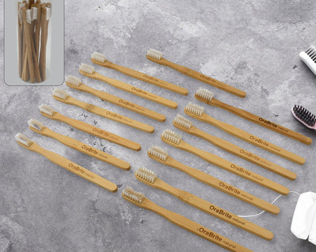 Bamboo Wooden Toothbrush Soft Toothbrush Wooden Child Bamboo Toothbrush Biodegradable Manual Toothbrush for Adult, Kids (15 pcs set / With Round Box)